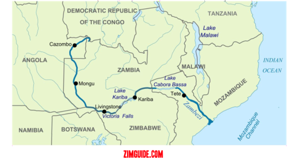 zambezi river map and countries